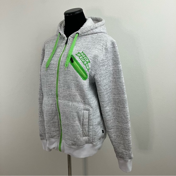 NO FEAR | Gray & Lime Green Hoodie Zipper Jacket - Picture 2 of 11